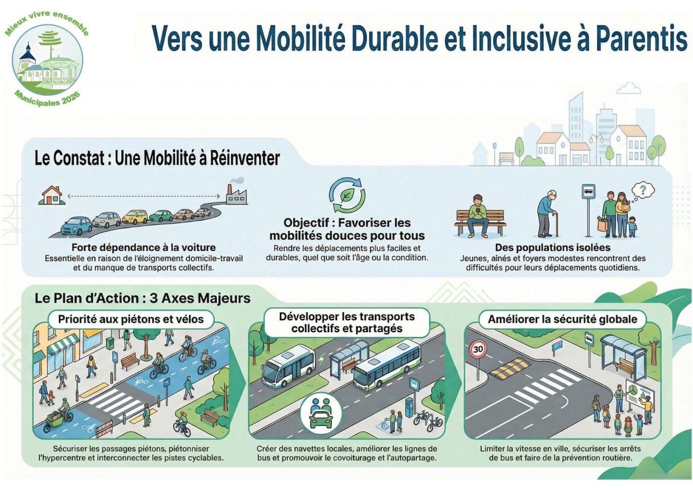 Mesures de la liste "Mieux vivre ensemble à Parentis" - Mobilité