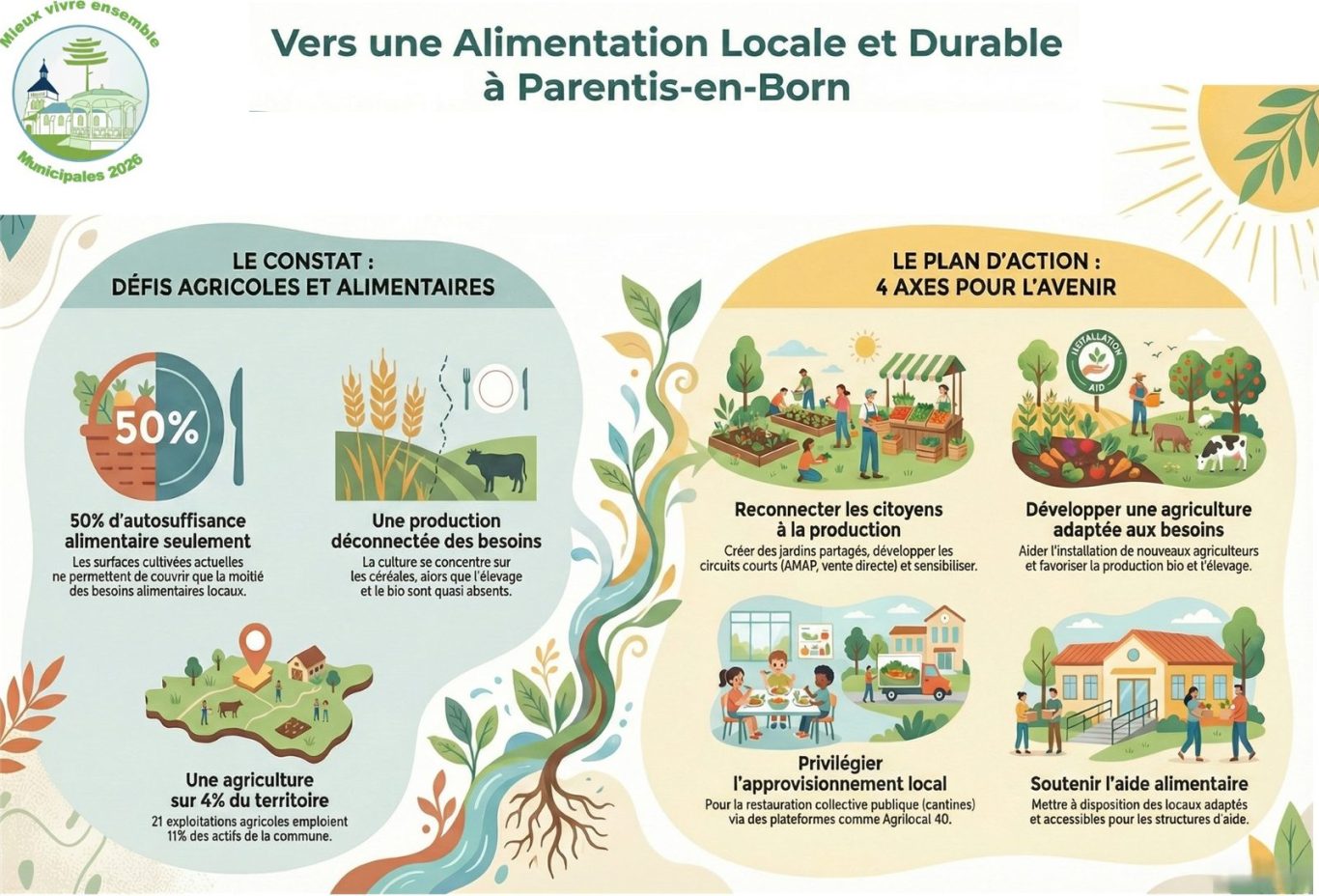 Mesures de la liste "Mieux vivre ensemble à Parentis" - Agriculture et Alimentation