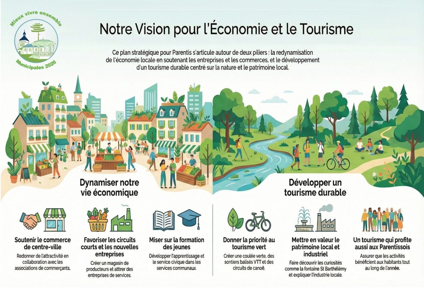Mesures de la liste "Mieux vivre ensemble à Parentis" - Vie économique et Tourisme